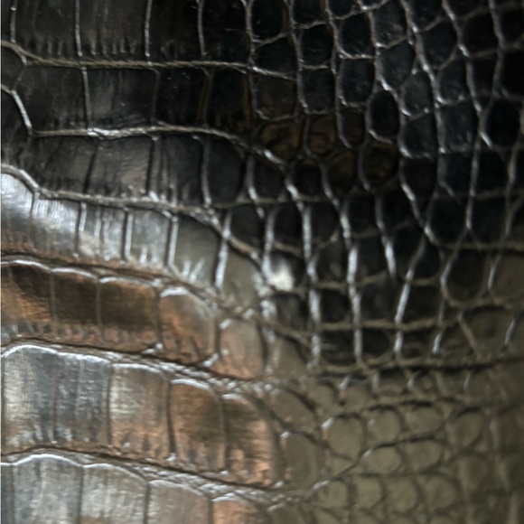 Saks Fifth Avenue Black Faux Leather Tote Bag Dual Handles Vintage - Picture 2 of 9